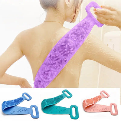 Hot Body Wash Silicone Body Scrubber Belt Double Side Shower Exfoliating Belt Removes Bath Towel eprolo